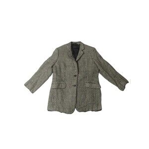 RAG & BONE Slade Italian Tweed Blazer Coat Black White Size Large Cotton Silk